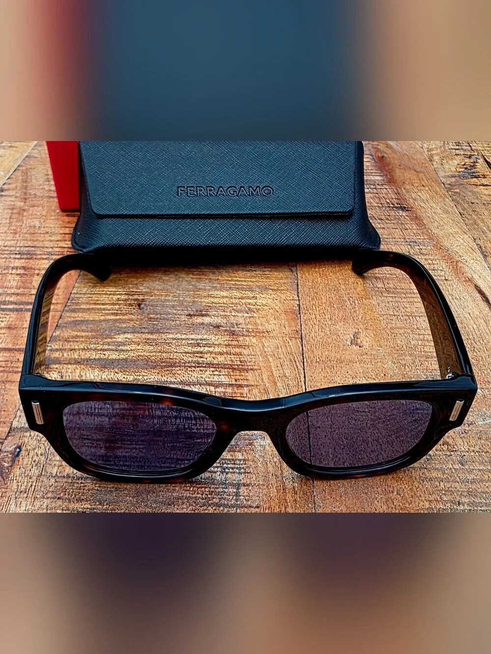 Salvatore Ferragamo Blue, Square Men's Sunglasses Arm with Gold Logo